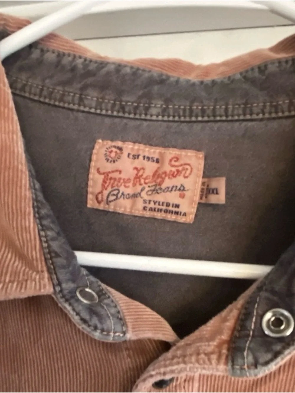True religion XXL Men's Corduroy Button-Up Shirt Jacket in Rust